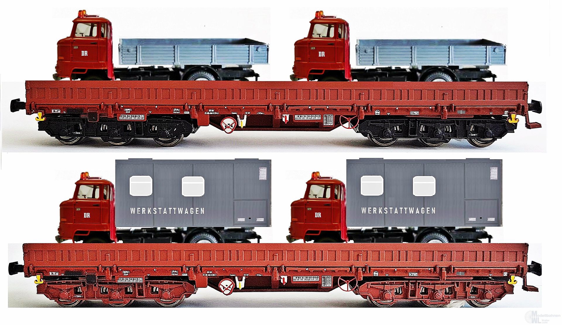 NW 22400 - NEU NPE NW22400 - Schwerlastwagen Set DR Ep.IV Sas 4850 DR mit IFA W50 H0/GL